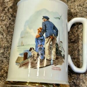 Norman Rockwell Blue and Gold Mug